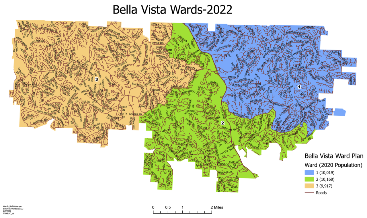 Bella Vista ward map, 2022 — Ward 2 shaded in green